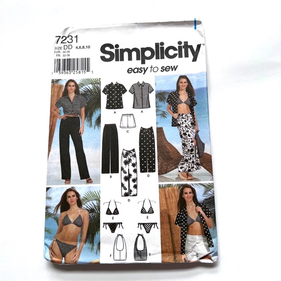 Simplicity Pattern Pants Shirt Bikini Shorts Beach Wear Sz 4 - 10 Uncut 2002 - Picture 1 of 5